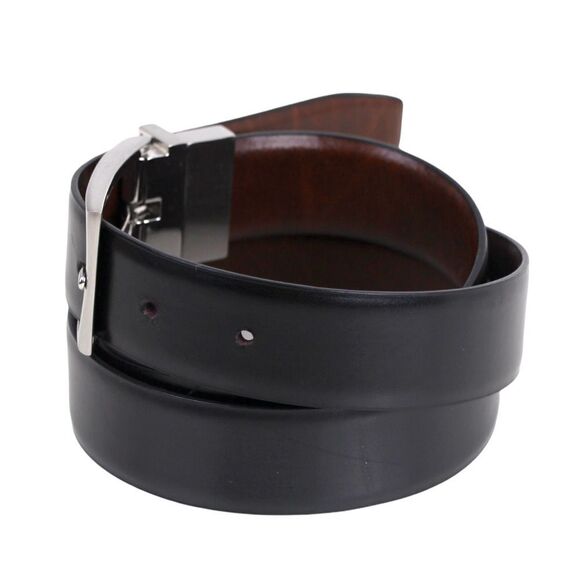 Nordstrom BLACK BROWN REAL LEATHER 1 1/8"Wd REVERSIBLE CASUAL DRESS BELT 38 (13M - Picture 7 of 16